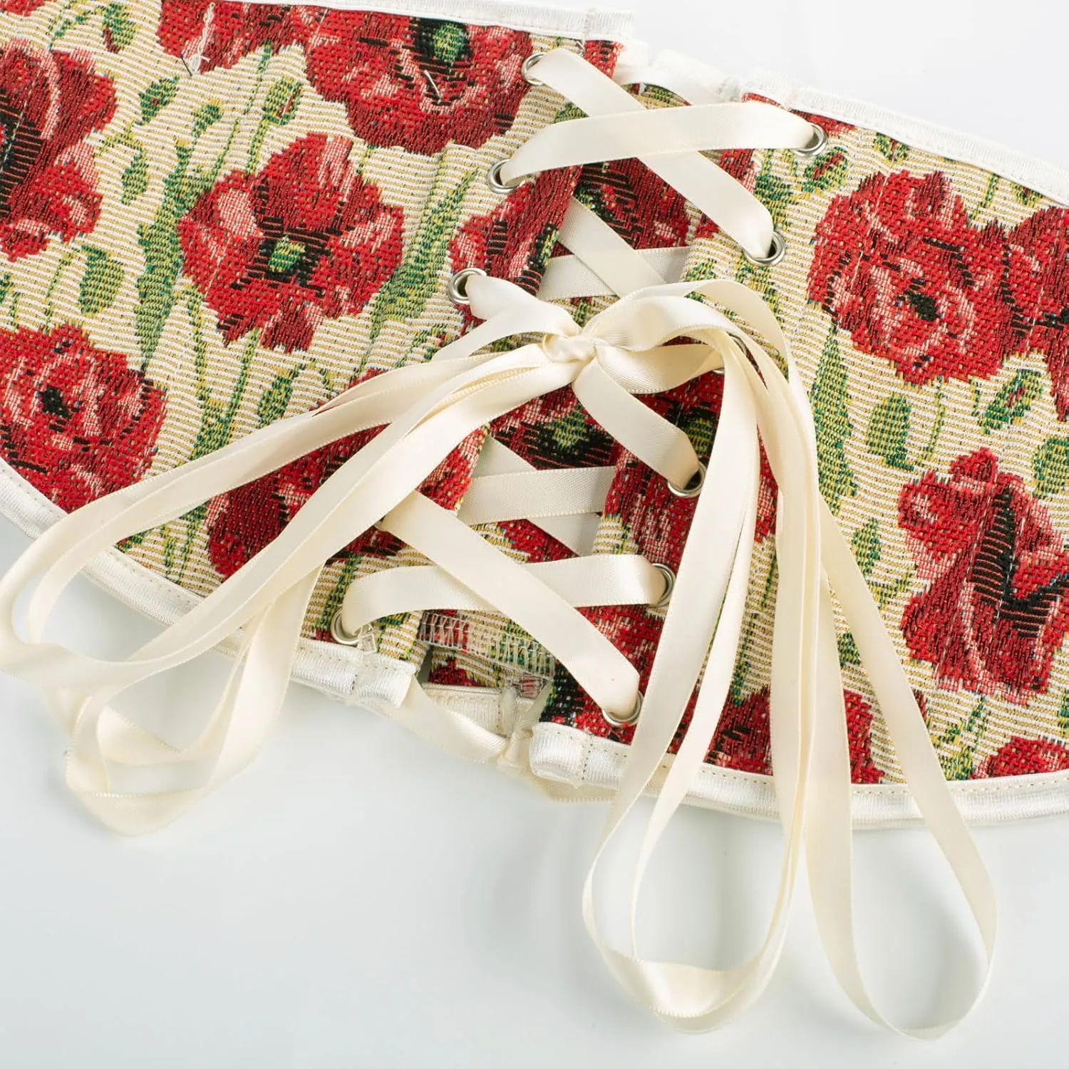Scarlet Darkness Renaissance Corset Belt for Women Lace Up Floral Wide Waist Belt for Dresses