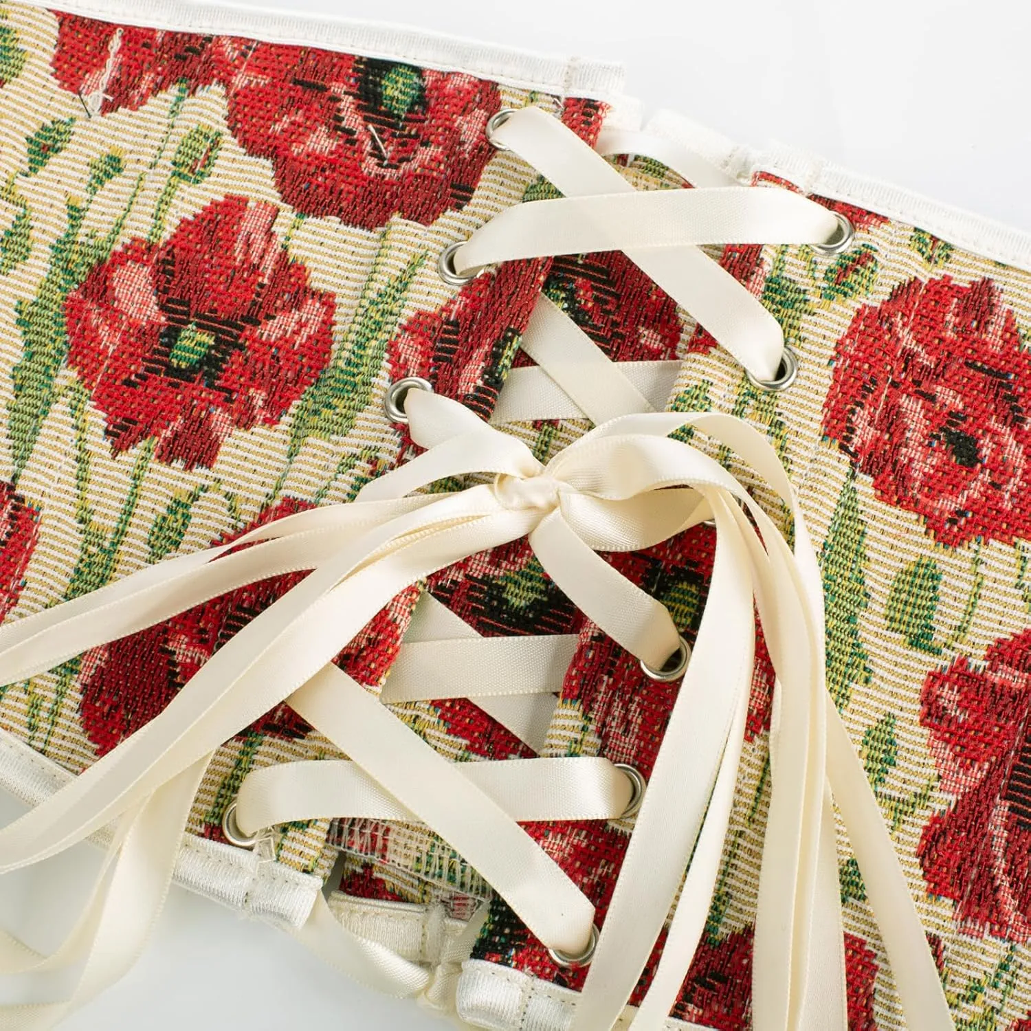 Scarlet Darkness Renaissance Corset Belt for Women Lace Up Floral Wide Waist Belt for Dresses