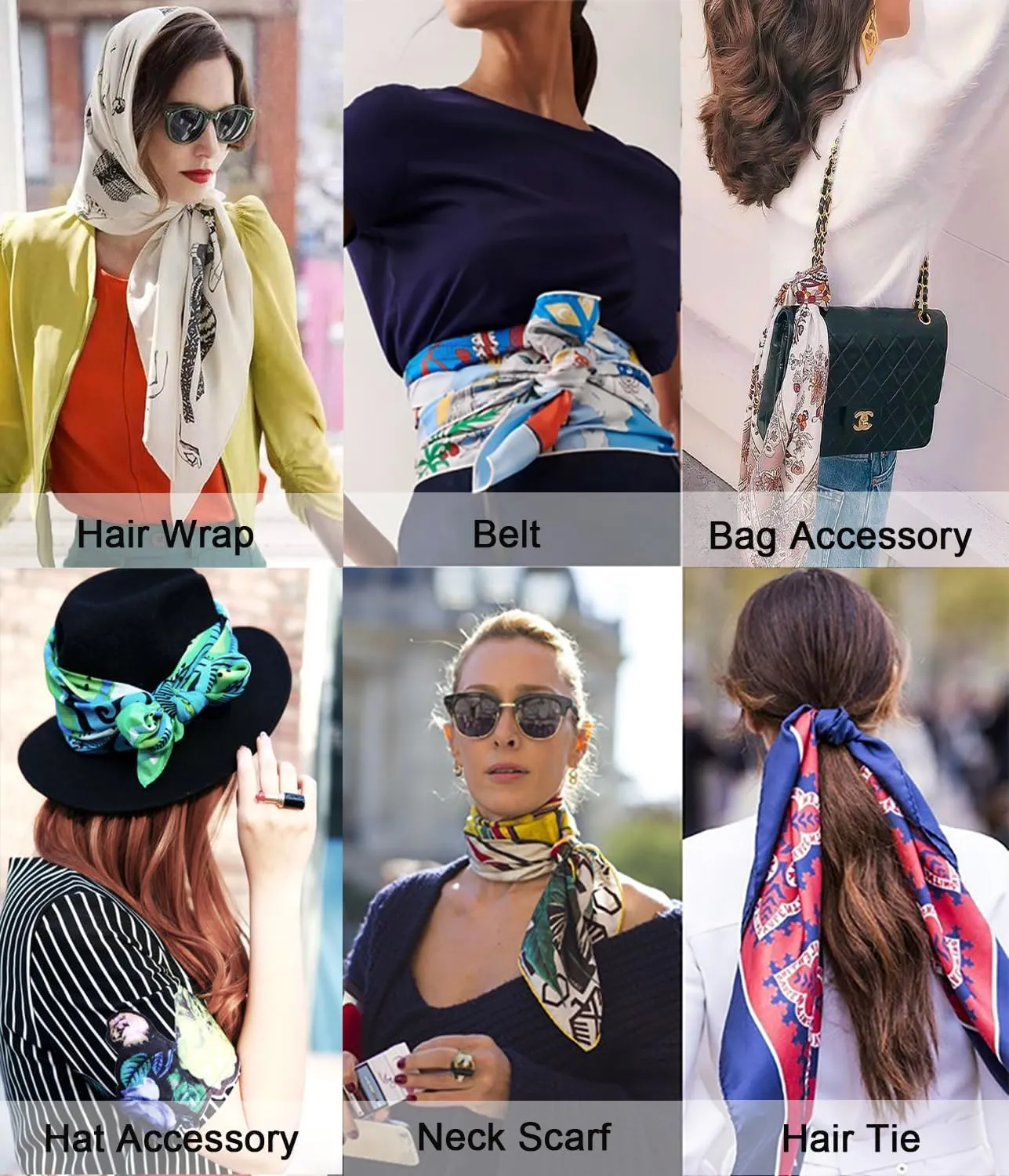 STARWHISPER 27" Square Head Scarf for Women Silk Feeling Satin Scarf Women Fashion Silk Scarf for Wrapping Hair
