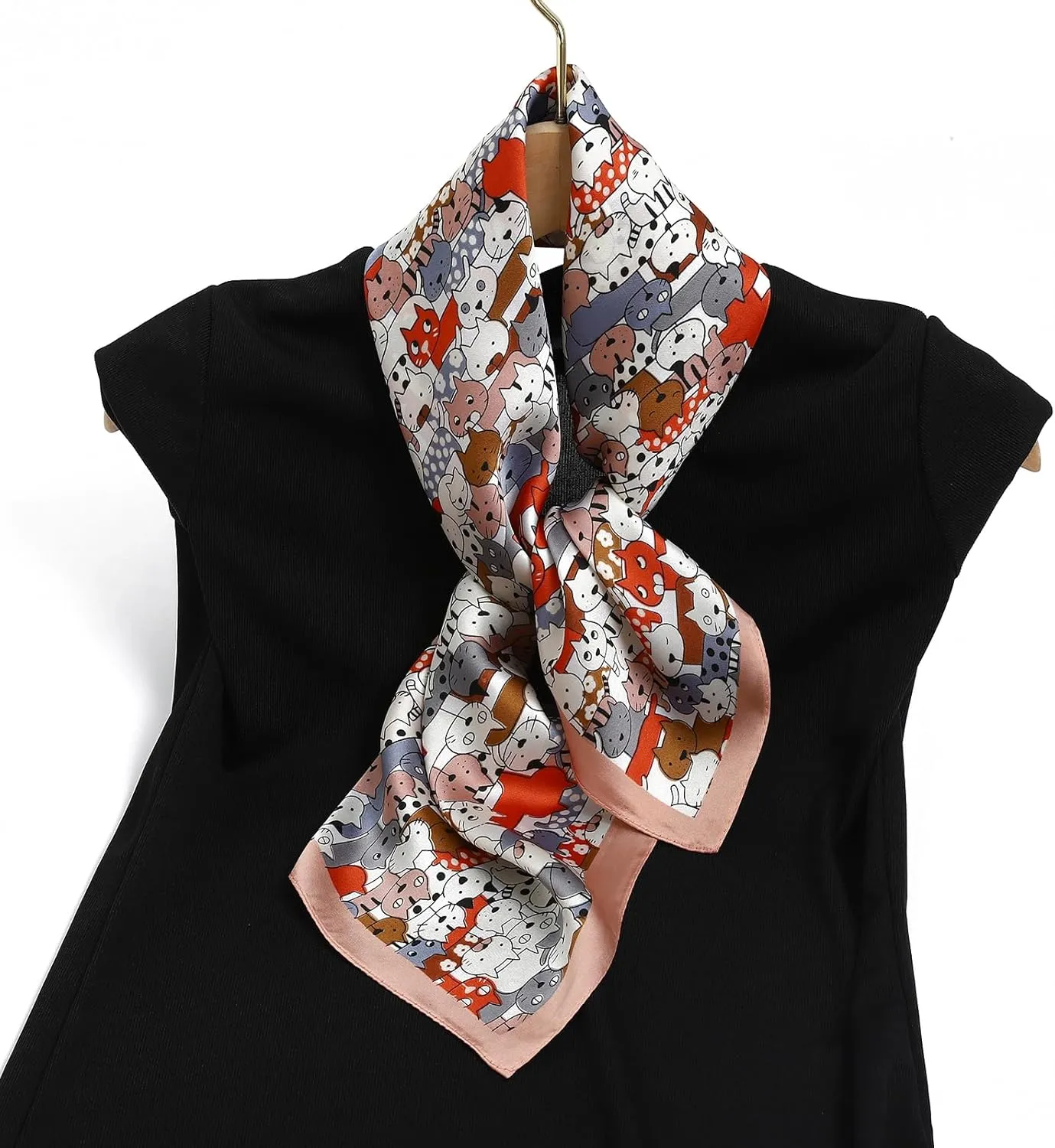 STARWHISPER 27" Square Head Scarf for Women Silk Feeling Satin Scarf Women Fashion Silk Scarf for Wrapping Hair