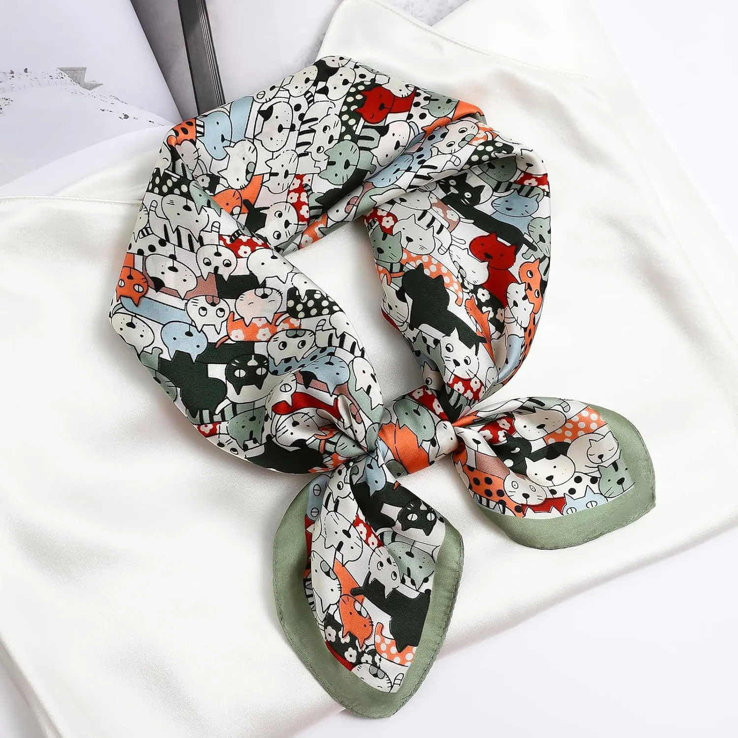 STARWHISPER 27" Square Head Scarf for Women Silk Feeling Satin Scarf Women Fashion Silk Scarf for Wrapping Hair