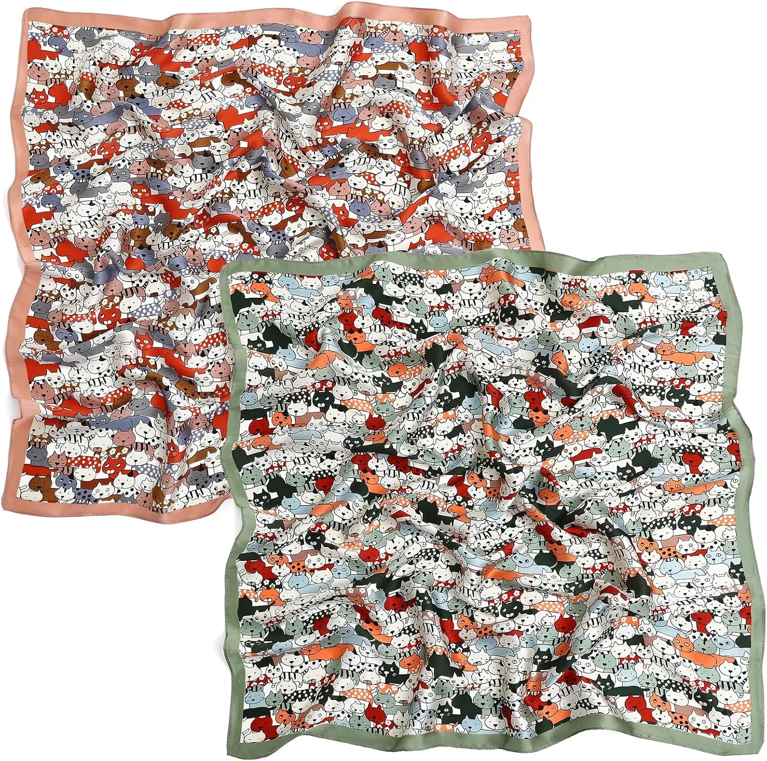 STARWHISPER 27" Square Head Scarf for Women Silk Feeling Satin Scarf Women Fashion Silk Scarf for Wrapping Hair