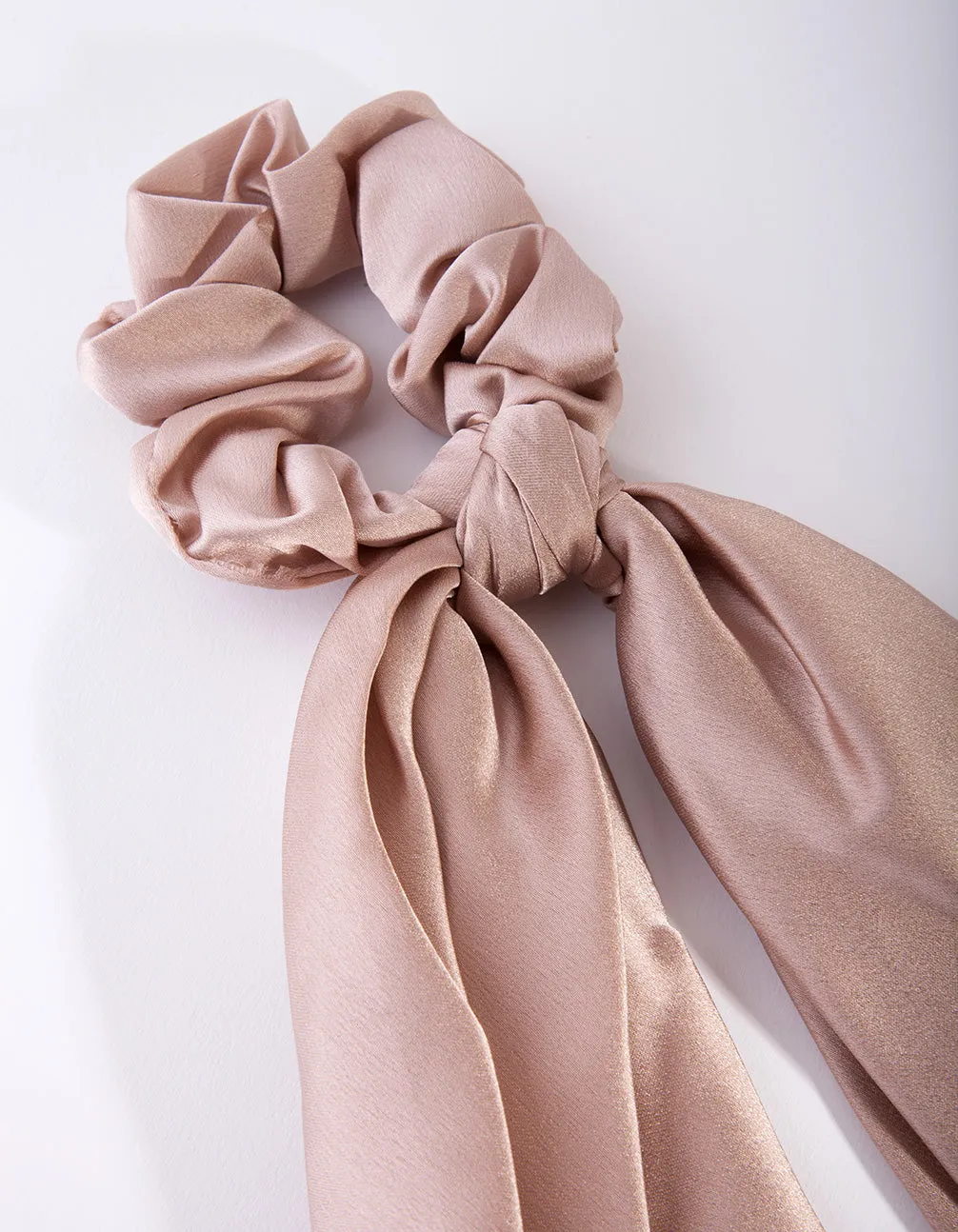 Taupe Satin Scrunchie Scarf