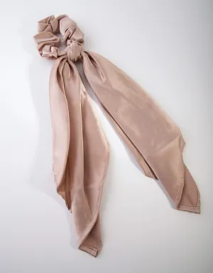 Taupe Satin Scrunchie Scarf