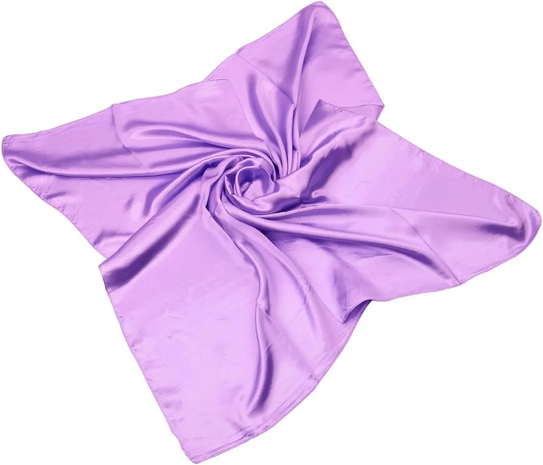 TrendsBlue Elegant Large Silk Feel Solid Color Satin Square Scarf Wrap 35"