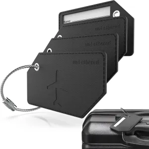 Untethered 4-Pack Luggage Tag Set | Durable Luggage Tags for Suitcases & Travel Bags | Bag Tag & Name ID Identifiers | Suitcase Tags for Easy Luggage Identification