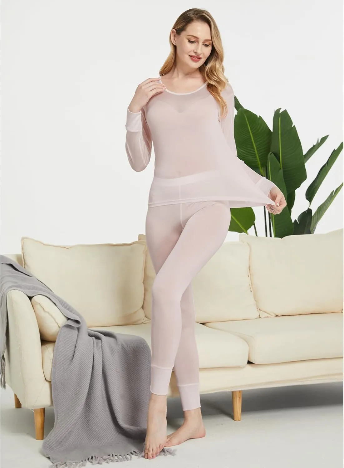Viamulion Womens 100% Silk Thermal Underwear Pants Premium Lined Base Layer Bottom