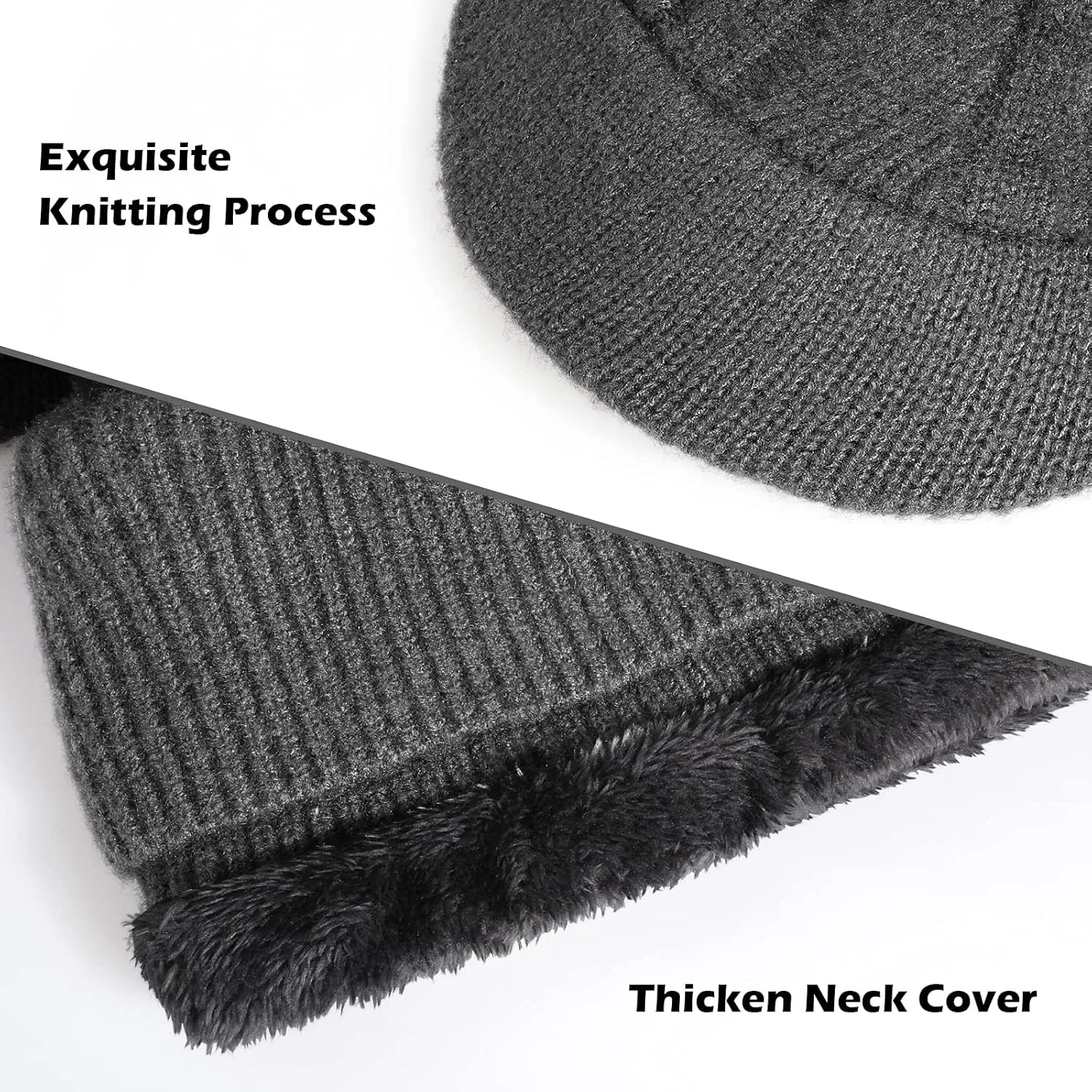 Winter Knitted Balaclava Beanie Hat Warm Cycling Ski Mask, Women Windproof Hood, Balaclavas Heavyweight Thermal Fleece