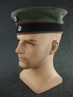 WW1 German EM Beret Cap M1910 Black Band   Red Piping